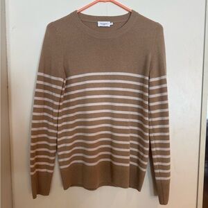 The Reset Men's Striped Crewneck Sweater in Camel and White